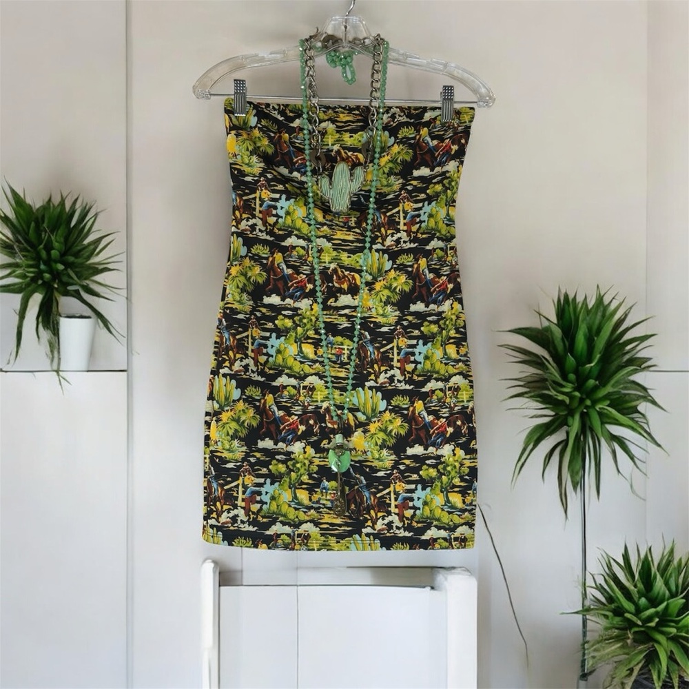 Floral Print Strapless Dress